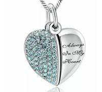 ZEZILE Collana di cristallo dell'urna di cremazione del cuore per le ceneri dei gioielli del memoriale del ricordo sempre nel mio cuore ciondolo funebre