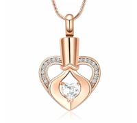 ZEZILE Collana di Urne di Cristallo Dei Monili Di Cremazione Del Cuore Per Le Ceneri Del Acciaio Inossidabile Ciondolo Per Gli Uomini Delle Donne Keepsake Memorial Ash Jewelry