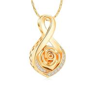 ZEZILE Collana per urna commemorativa per cremazione, anello a rose, ciondolo a rosa, urne di cristallo per gioielli di cenere umana/animale domestico