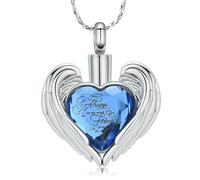ZEZILE Collana Urna Cuore Ala Angelo per Ceneri Cremazione Gioielli In Acciaio Inox Ciondolo di Cristallo Keepsake Regalo Commemorativo per Le Donne