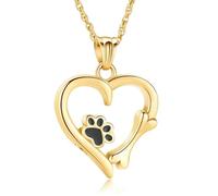 ZEZILE Collana Urna Cuore Gioielli Cremazione Pet per Ceneri Ciondolo Cenere In Acciaio Inox Stampa Zampa per Gioielli Commemorativi Keepsake Animali Domestici Umani