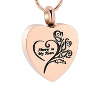 ZEZILE Collana Urna Cuore per Ceneri Cremazione Rosafiore Gioielli In Acciaio Inox Ceneri Pendente per Uomo Donna Keepsake Memorial Collana