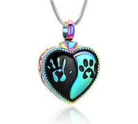ZEZILE Collana Urna Cuore per Ceneri Paw Print Cremazione Gioielli In Acciaio Inox Memorial Umano Pet Ceneri Ciondolo Ricordo per Donna Uomo