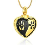 ZEZILE Collana Urna Cuore per Ceneri Paw Print Cremazione Gioielli In Acciaio Inox Memorial Umano Pet Ceneri Ciondolo Ricordo per Donna Uomo
