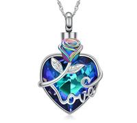 ZEZILE Collana Urna Cuore per Ceneri Rosafiore Cremazione Gioielli In Acciaio Inox Keepsake Collana Commemorativa Ceneri Pendente per Uomo Donna