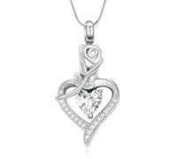 ZEZILE Collana Urna Cuore per Ceneri Rose Cremazione Gioielli In Acciaio Inox Cenere Pendente Cristallo Keepsake Memorial Gioielli per Donne Uomini