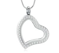 ZEZILE Collana Urna Cuore per Ceneri Vetro Cremazione Gioielli In Acciaio Inox Cenere Pendente Cristallo Keepsake Memorial Gioielli per Donne Uomini