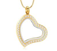 ZEZILE Collana Urna Cuore per Ceneri Vetro Cremazione Gioielli In Acciaio Inox Cenere Pendente Cristallo Keepsake Memorial Gioielli per Donne Uomini
