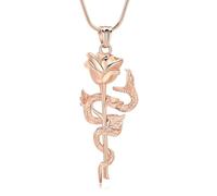 ZEZILE Collana Urna Fiore Rosa per Ceneri Snake Cremazione Gioielli Keepsake per Le Donne Uomini Memorial Ciondolo Portacenere