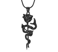ZEZILE Collana Urna Fiore Rosa per Ceneri Snake Cremazione Gioielli Keepsake per Le Donne Uomini Memorial Ciondolo Portacenere