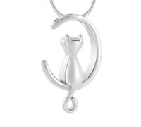 ZEZILE Collana urna lunare per ceneri Gioielli di cremazione del gatto In acciaio inossidabile Ceneri ciondolo Keepsake Memorial Pet Ash Jewelry per donne