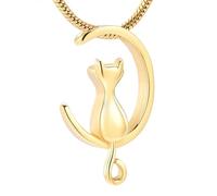 ZEZILE Collana urna lunare per ceneri Gioielli di cremazione del gatto In acciaio inossidabile Ceneri ciondolo Keepsake Memorial Pet Ash Jewelry per donne
