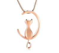ZEZILE Collana urna lunare per ceneri Gioielli di cremazione del gatto In acciaio inossidabile Ceneri ciondolo Keepsake Memorial Pet Ash Jewelry per donne