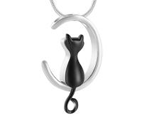 ZEZILE Collana urna lunare per ceneri Gioielli di cremazione del gatto In acciaio inossidabile Ceneri ciondolo Keepsake Memorial Pet Ash Jewelry per donne