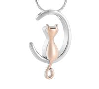 ZEZILE Collana urna lunare per ceneri Gioielli di cremazione del gatto In acciaio inossidabile Ceneri ciondolo Keepsake Memorial Pet Ash Jewelry per donne