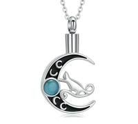 ZEZILE Collana urna lunare per ceneri Gioielli di cremazione del gatto in acciaio inossidabile Memorial Pet Human Ashes Keepsake Ciondolo per donne