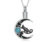 ZEZILE Collana urna lunare per ceneri Gioielli di cremazione del gatto in acciaio inossidabile Memorial Pet Human Ashes Keepsake Ciondolo per donne