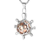 ZEZILE Collana urna per gioielli di cremazione per ceneri in acciaio inox forma di tartaruga con ciondolo di gioielli urna a sfera cava