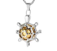ZEZILE Collana urna per gioielli di cremazione per ceneri in acciaio inox forma di tartaruga con ciondolo di gioielli urna a sfera cava