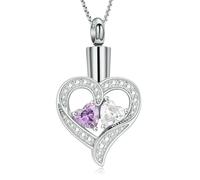 ZEZILE Collana urna portafortuna a doppio cuore per ceneri gioielli di cremazione in cristallo in acciaio inossidabile Keepsake Memorial Ash Pendant per le donne