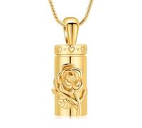 ZEZILE Collana Urna Rosa per Ceneri Cilindro Cremazione Gioielli In Acciaio Inox Ceneri Pendente Ricordo Memoriale per Gioielli per Donne Uomini