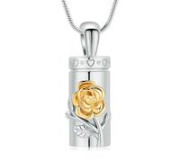 ZEZILE Collana Urna Rosa per Ceneri Cilindro Cremazione Gioielli In Acciaio Inox Ceneri Pendente Ricordo Memoriale per Gioielli per Donne Uomini
