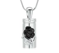 ZEZILE Collana Urna Rosa per Ceneri Cilindro Cremazione Gioielli In Acciaio Inox Ceneri Pendente Ricordo Memoriale per Gioielli per Donne Uomini