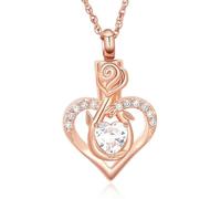 ZEZILE Collana Urna Rosa per Ceneri Cuore Cremazione Gioielli In Acciaio Inox Ciondolo Cristallo Keepsake Memorial Urna Gioielli per Donne Uomini