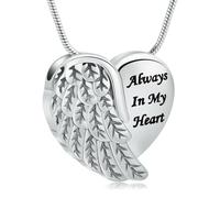 ZEZILE Collane Urna Angel Wing per Ceneri Cuore Cremazione Gioielli per Donne Uomini In Acciaio Inox Ceneri Pendente Keepsake Memorial Jewelry