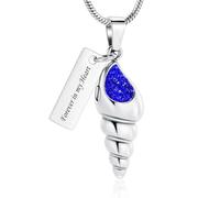 ZEZILE Conch Cremazione Gioielli Urna di Cristallo Collana per Ceneri In Acciaio Inox Ceneri Pendente per Le Donne Uomini Memorial Collana Keepsake
