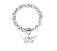 ZEZILE Cremazione Bracciale Urna Gioielli per Ceneri Farfalla Ciondolo In Acciaio Inox Bracciale Ceneri Titolare Keepsake
