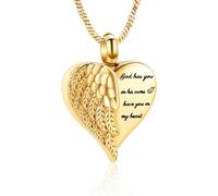 ZEZILE Cremazione Gioielli Angel Wing Cuore Urna Collana per Ceneri Keepsake Memorial Medaglione Pendente Urna Gioielli
