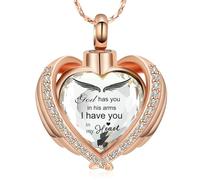 ZEZILE Cremazione Gioielli Angel Wing Cuore Urna Pendente Collane per le donne Cristalli Birthstone Ceneri umane Memorial Locket Keepsake