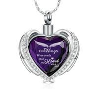 ZEZILE Cremazione Gioielli Angel Wing Cuore Urna Pendente Collane per le donne Cristalli Birthstone Ceneri umane Memorial Locket Keepsake