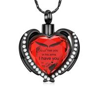 ZEZILE Cremazione Gioielli Angel Wing Cuore Urna Pendente Collane per le donne Cristalli Birthstone Ceneri umane Memorial Locket Keepsake