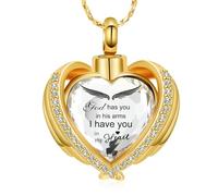 ZEZILE Cremazione Gioielli Angel Wing Cuore Urna Pendente Collane per le donne Cristalli Birthstone Ceneri umane Memorial Locket Keepsake