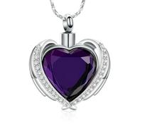 ZEZILE Cremazione Gioielli Angel Wing Cuore Urna Pendente Collane per le donne Cristalli Birthstone Ceneri umane Memorial Locket Keepsake