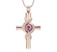 ZEZILE Cremazione Gioielli Croce Urna Collana per Ceneri Intarsiato Cuore Ciondolo di Cristallo Keepsake Memorial Gift per Donne Uomini