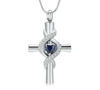ZEZILE Cremazione Gioielli Croce Urna Collana per Ceneri Intarsiato Cuore Ciondolo di Cristallo Keepsake Memorial Gift per Donne Uomini
