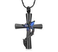 ZEZILE Cremazione Gioielli Croce Urna Collane per Ceneri In Acciaio Inox Ceneri Pendente Farfalla Keepsake Memorial Gioielli per Donne Uomini