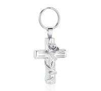 ZEZILE Cremazione Gioielli Croce Urna Portachiavi per Ceneri Rose Flower Portachiavi Memorial Cenere Ciondolo per Donna Uomo