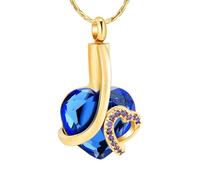 ZEZILE Cremazione Gioielli Cuore Blu Cristallo Pendente Memorial Urna Collane per Ceneri in acciaio inox Custom Keepsake