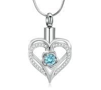 ZEZILE Cremazione Gioielli Cuore Urna Collana per Ceneri per Le Donne Ragazze In Acciaio Inox Fiore Memorial Birthstone Pendente Keepsake Regalo