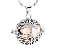 ZEZILE Cremazione Gioielli Hollow Albero della Vita Urna Collana con Barattolo Ceneri Titolare Palla Forma Pendente
