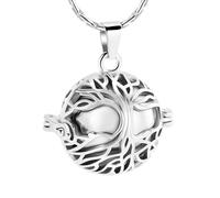ZEZILE Cremazione Gioielli Hollow Albero della Vita Urna Collana con Barattolo Ceneri Titolare Palla Forma Pendente