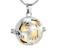 ZEZILE Cremazione Gioielli Hollow Hand Urna Collana Keepsake con Piccolo Barattolo Ceneri Holder Palla Forma Pendente