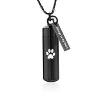 ZEZILE Cremazione Gioielli Paw Print Cilindro Urna Collana per Ceneri con Barattolo di Vetro Keepsake Urna Memorial Gioielli per Donne/Uomini