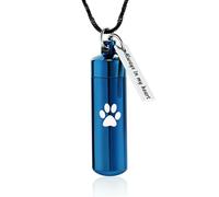 ZEZILE Cremazione Gioielli Paw Print Cilindro Urna Collana per Ceneri con Barattolo di Vetro Keepsake Urna Memorial Gioielli per Donne/Uomini