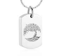 ZEZILE Cremazione Gioielli per Ceneri Albero della Vita Incisione In Acciaio Inox Urna Pendente Collana Personalizzazione Keepsake