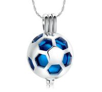 ZEZILE Cremazione Gioielli per Ceneri Memorial Urna Collana In Acciaio Inox Calcio Pendente Keepsake Ceneri Holder